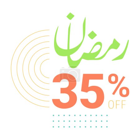 Ilustración de Venta de Ramadán Verde y Oro Hasta 35% De Descuento en Caligrafía Árabe Diseño de Banner - Imagen libre de derechos