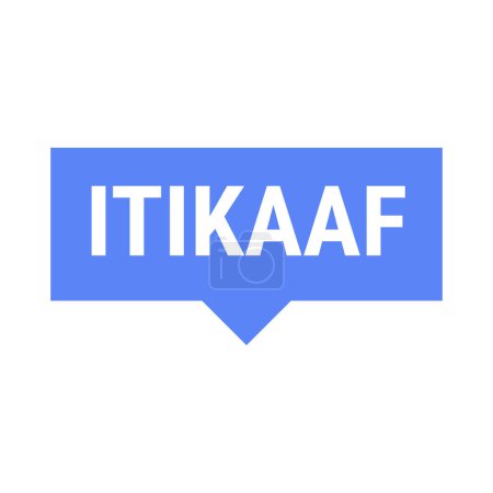 Illustration for Itikaaf Blue Vector Callout Banner with Information on Donations and Seclusion During Ramadan - Royalty Free Image