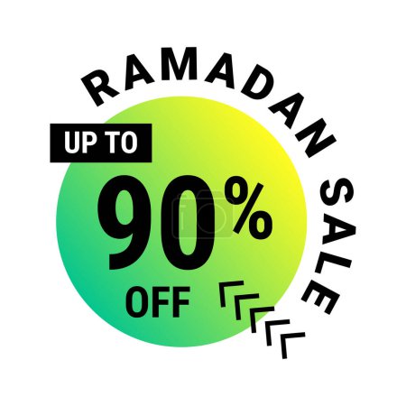 Téléchargez les illustrations : Ramadan Super Vente Obtenez jusqu'à 90 % de rabais sur la bannière de fond à pois verts - en licence libre de droit