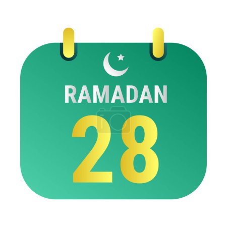 Illustration for 28th Ramadan Celebrate with White and Golden Crescent Moons. and English Ramadan Text. - Royalty Free Image