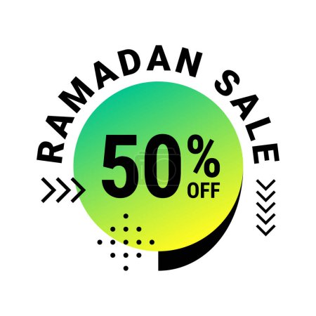 Téléchargez les illustrations : Ramadan Super Vente Obtenez jusqu'à 50 % de rabais sur la bannière de fond à pois verts - en licence libre de droit