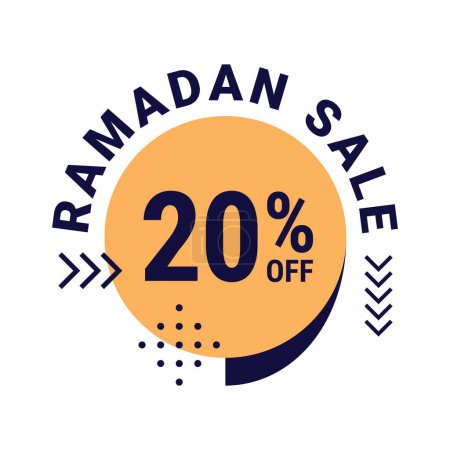 Téléchargez les illustrations : Ramadan Super Vente Obtenez Jusqu'à 20 % Off sur fond pointillé Bannière - en licence libre de droit