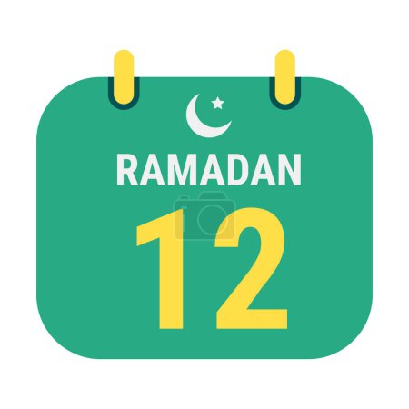 Illustration for 12th Ramadan Celebrate with White and Golden Crescent Moons. and English Ramadan Text. - Royalty Free Image