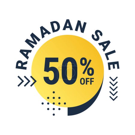 Téléchargez les illustrations : Ramadan Super Vente Obtenez Jusqu'à 50 % de réduction sur fond pointillé Bannière - en licence libre de droit