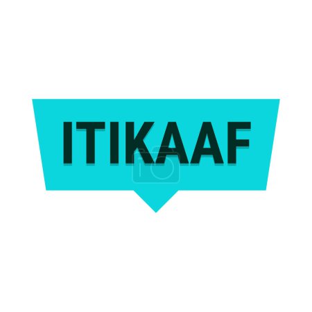 Illustration for Itikaaf Turquoise Vector Callout Banner with Information on Donations and Seclusion During Ramadan - Royalty Free Image