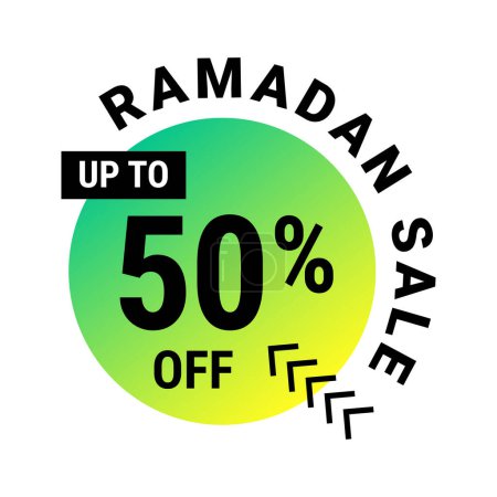 Téléchargez les illustrations : Ramadan Super Vente Obtenez jusqu'à 50 % de rabais sur la bannière de fond à pois verts - en licence libre de droit