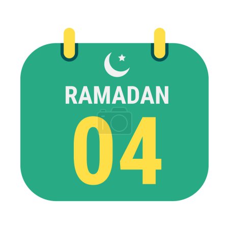 Illustration for Countdown to 4th Ramadan Celebrate with White and Golden Crescent Moons. and English Ramadan Text. - Royalty Free Image