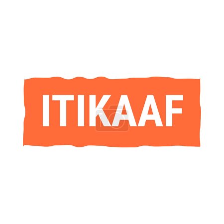 Illustration for Itikaaf Orange Vector Callout Banner with Information on Donations and Seclusion During Ramadan - Royalty Free Image
