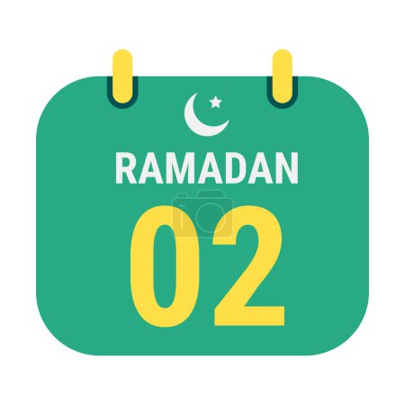 Illustration for Countdown to 2nd Ramadan Celebrate with White and Golden Crescent Moons. and English Ramadan Text. - Royalty Free Image