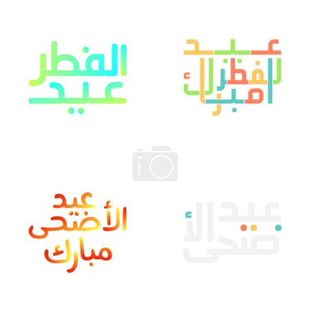 Illustration for Eid Mubarak Brush Style Lettering Set for Muslim Festivals - Royalty Free Image