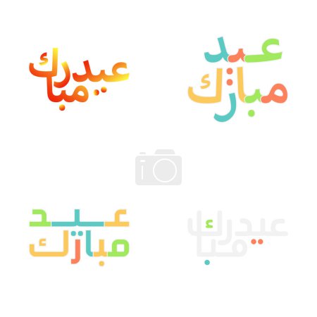 Téléchargez les illustrations : Aïd audacieux Moubarak Typographie pour salutations festives - en licence libre de droit