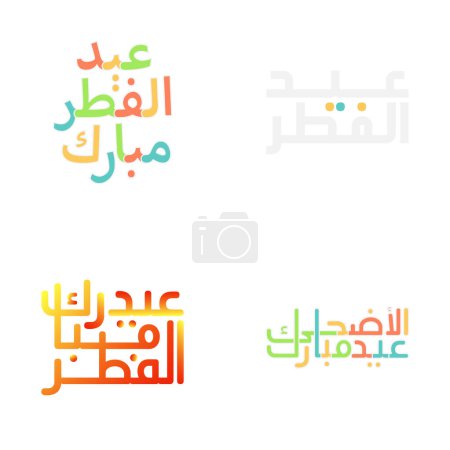 Illustration for Festive Eid Mubarak Calligraphy Illustrations for Muslim Celebrations - Royalty Free Image