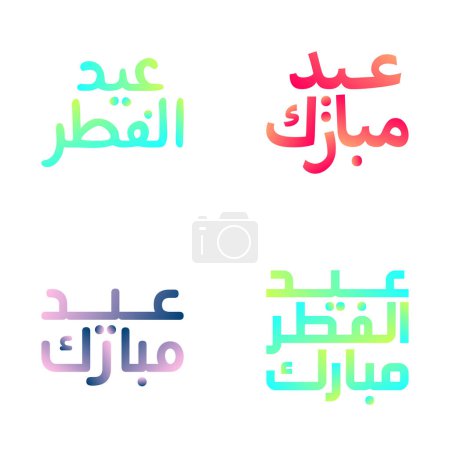 Téléchargez les illustrations : Collection de lettres Chic Eid Moubarak en arabe Script - en licence libre de droit