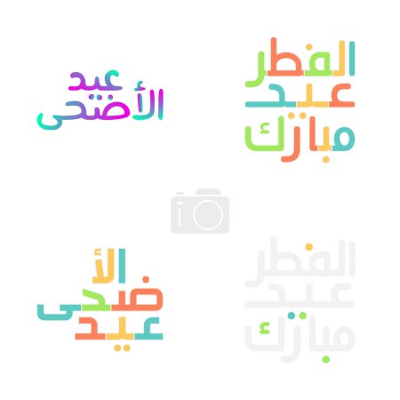 Téléchargez les illustrations : Vector Eid Moubarak Texte en arabe Calligraphie pour les festivals musulmans - en licence libre de droit