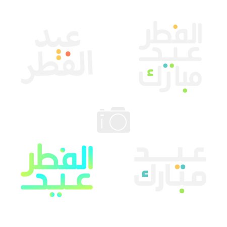 Ilustración de Tarjeta de felicitación Eid Mubarak con caligrafía árabe y diseño floral - Imagen libre de derechos