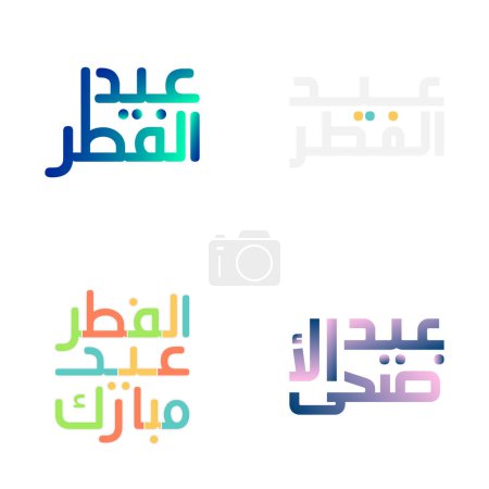 Ilustración de Ilustraciones vectoriales de Eid Mubarak con hermosa caligrafía - Imagen libre de derechos