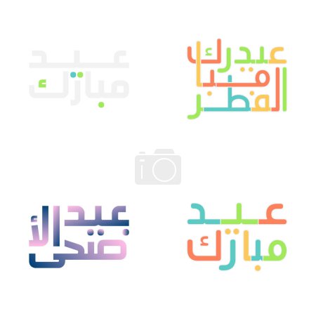 Ilustración de Tarjetas de felicitación con estilo Eid Mubarak con caligrafía moderna - Imagen libre de derechos