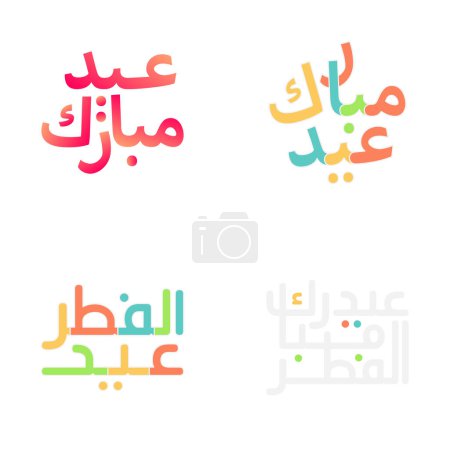Illustration for Whimsical Eid Mubarak Brush Lettering in Vector Format - Royalty Free Image