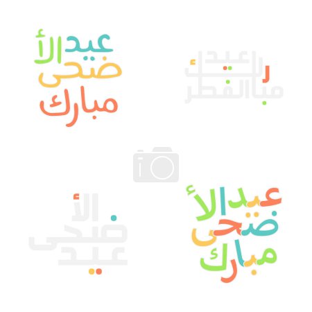 Téléchargez les illustrations : Cartes de voeux Eid Moubarak élégantes avec belle calligraphie - en licence libre de droit