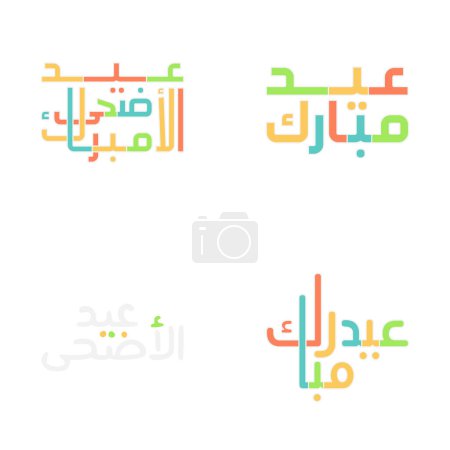 Téléchargez les illustrations : Collection de lettres Chic Eid Moubarak en arabe Script - en licence libre de droit