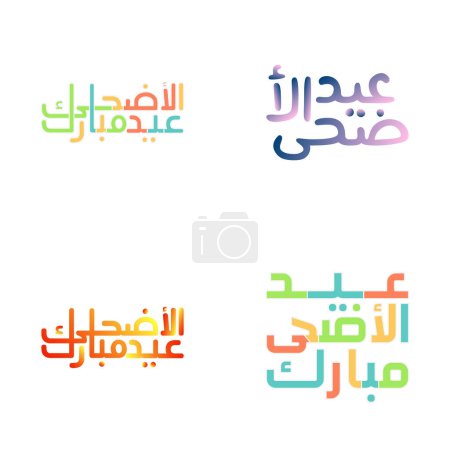 Ilustración de Pack vectorial Eid Mubarak con hermosa caligrafía árabe - Imagen libre de derechos