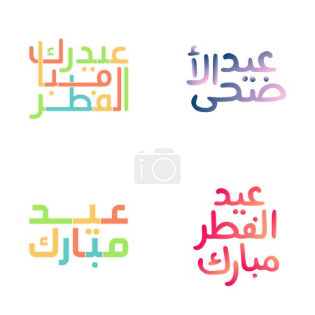 Téléchargez les illustrations : Ensemble de lettres fantaisistes pour moubarak de l'Aïd pour des fêtes joyeuses - en licence libre de droit