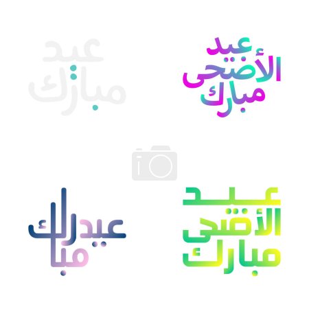 Ilustración de Ilustraciones vectoriales de Eid Mubarak con caligrafía festiva - Imagen libre de derechos