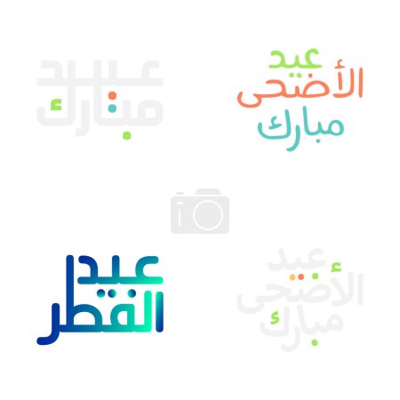Ilustración de Caligrafía árabe Colección vectorial Eid Mubarak - Imagen libre de derechos
