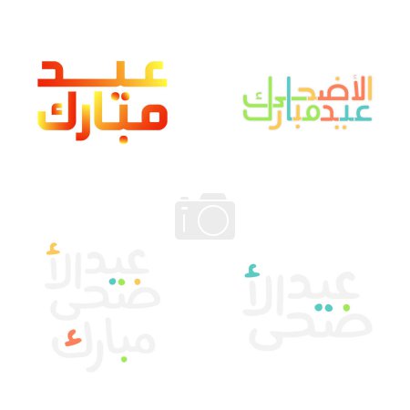 Téléchargez les illustrations : Festival islamique de l'Aïd Moubarak avec des dessins de calligraphie élégants - en licence libre de droit