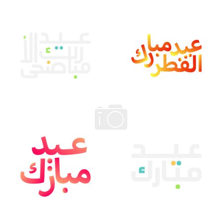 Illustration for Eid Mubarak Brush Style Lettering Set for Muslim Festivals - Royalty Free Image