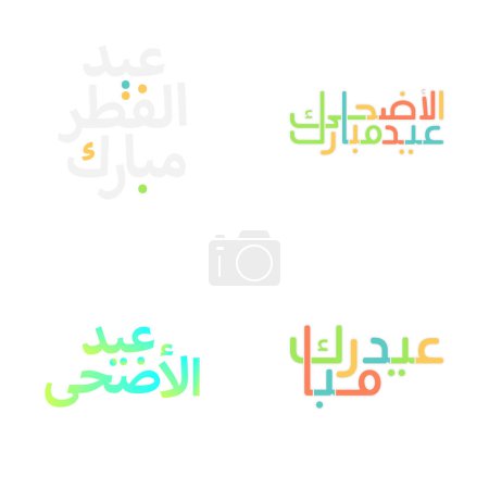 Téléchargez les illustrations : Cartes de voeux Eid Moubarak élégantes avec calligraphie moderne - en licence libre de droit