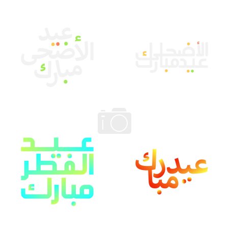 Illustration for Elegant Eid Mubarak Calligraphy Collection in Vector Format - Royalty Free Image