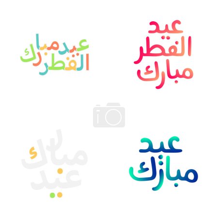 Téléchargez les illustrations : Illustrations vectorielles de Moubarak de l'Aïd avec calligraphie festive - en licence libre de droit
