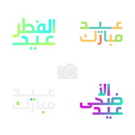 Téléchargez les illustrations : Cartes de voeux Eid Moubarak élégantes avec lettrage style pinceau - en licence libre de droit