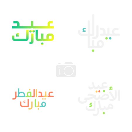Téléchargez les illustrations : Vintage Eid Moubarak Salutations avec calligraphie arabe traditionnelle - en licence libre de droit