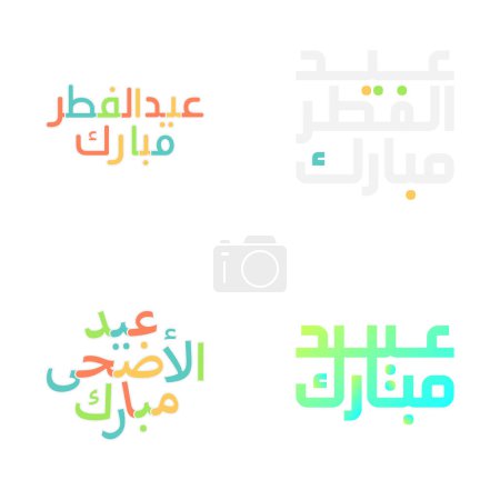 Ilustración de Hermoso conjunto de emblema de Eid Mubarak con letras intrincadas - Imagen libre de derechos