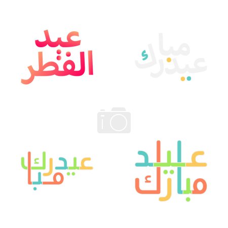 Téléchargez les illustrations : Illustrations vectorielles de Moubarak de l'Aïd avec belle calligraphie - en licence libre de droit