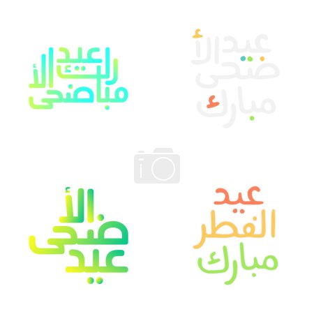 Ilustración de El inspirador Eid Mubarak desea con caligrafía árabe - Imagen libre de derechos