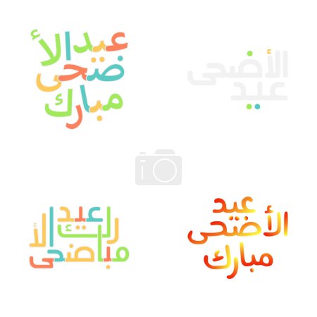 Téléchargez les illustrations : Festival islamique de l'Aïd Moubarak avec des dessins de calligraphie élégants - en licence libre de droit