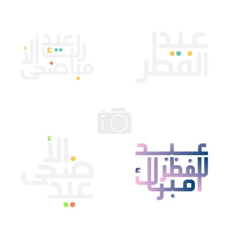 Téléchargez les illustrations : Ensemble de lettres fantaisistes pour moubarak de l'Aïd pour des fêtes joyeuses - en licence libre de droit