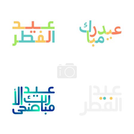 Ilustración de Set de tipografía intrincada de Eid Mubarak para celebraciones comunitarias musulmanas - Imagen libre de derechos