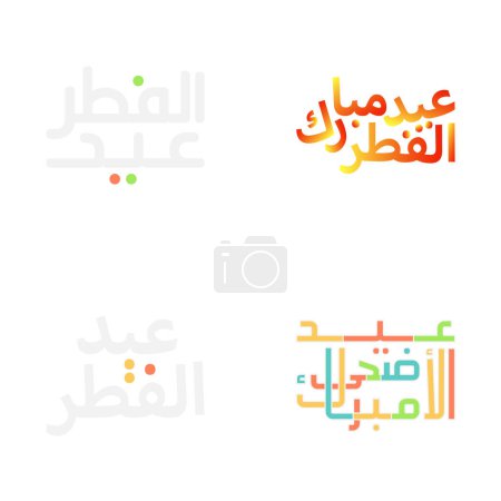 Ilustración de Set de vectores Eid Mubarak con caligrafía árabe decorativa - Imagen libre de derechos