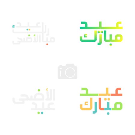 Ilustración de Saludos artísticos de Eid Mubarak con caligrafía colorida - Imagen libre de derechos