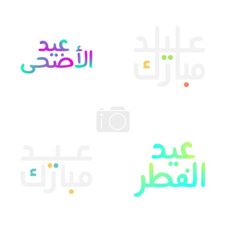 Illustration for Stylish Eid Mubarak Greeting Cards with Modern Calligraphy - Royalty Free Image