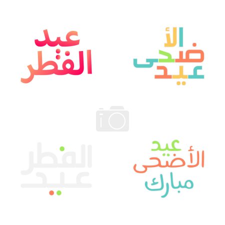 Ilustración de Pack vectorial Eid Mubarak con intrincada caligrafía árabe - Imagen libre de derechos