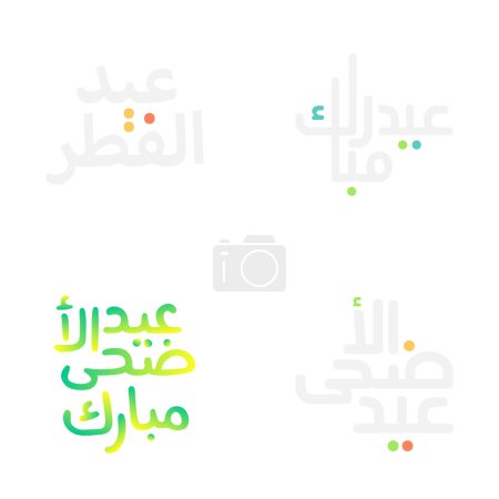 Illustration for Traditional Eid Mubarak Calligraphy Vector Pack for Greeting Cards - Royalty Free Image