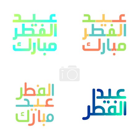 Illustration for Celebratory Eid Mubarak Vector Set with Classic Calligraphy - Royalty Free Image