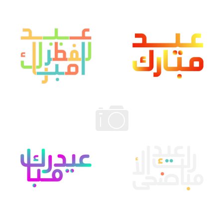 Ilustración de Set de tipografía Eid Mubarak con caligrafía árabe festiva - Imagen libre de derechos