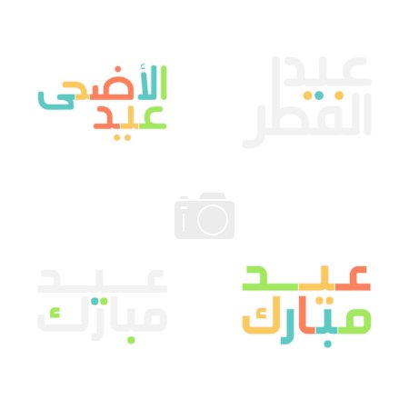 Téléchargez les illustrations : Cartes de voeux Eid Moubarak élégantes avec belle calligraphie - en licence libre de droit