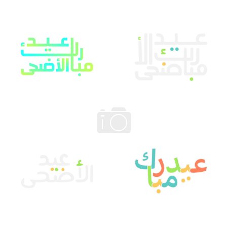 Téléchargez les illustrations : Eid Moubarak Pinceau Lettrage Set pour salutations festives - en licence libre de droit